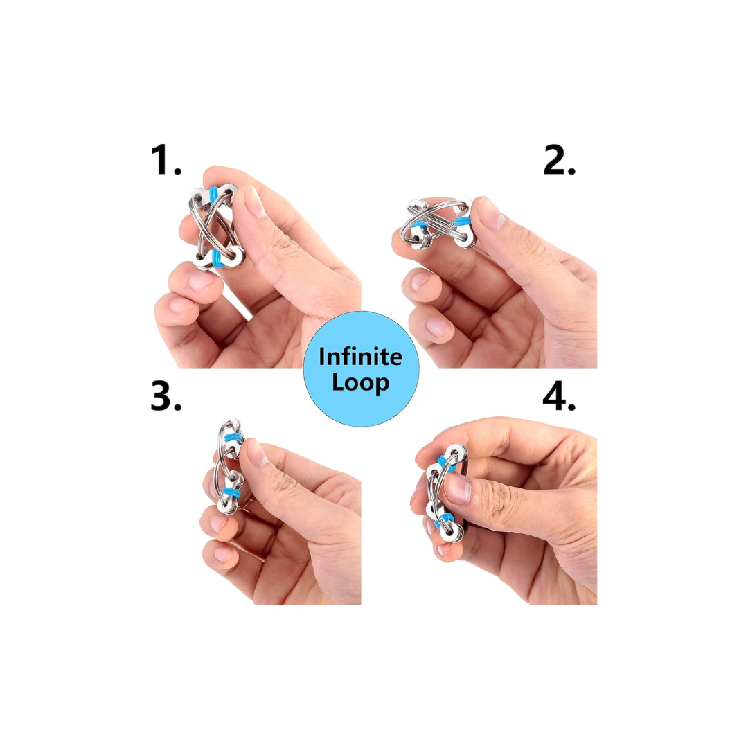 Bike Chain Fidget Toys Set, Fidget Toys, Fidget Spinner for Stress Relief, Key Chain & Roller Chain for ADHD, ADD, Autism, Anxiety Relief for Adults and Teens,Small,Blue
